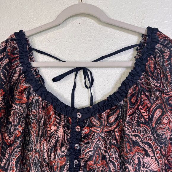 Free People Dare Me Top Women Medium Velvet Romantic Blouse Festival Boho NEW - Picture 4 of 11